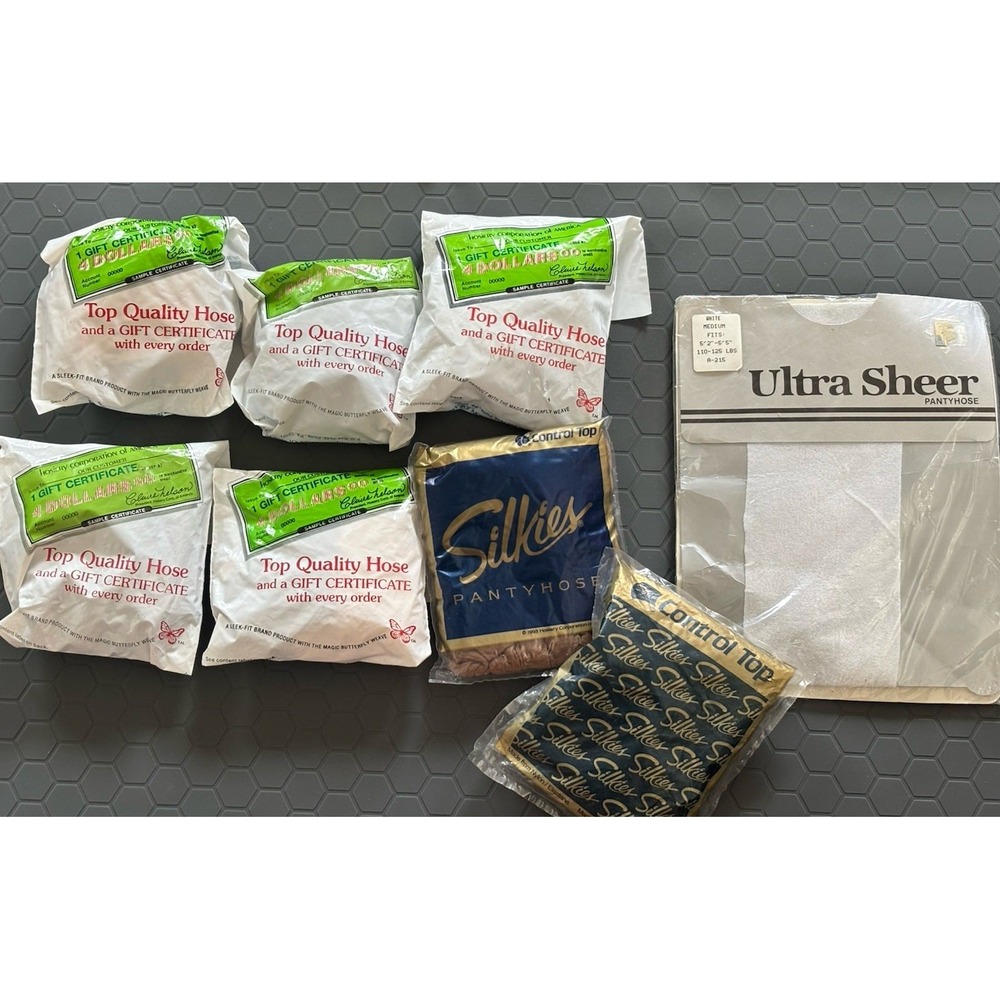 Lot of 8 Vintage Pantyhose Hosiery Corp of America Silkies Med - Queen XL Tall